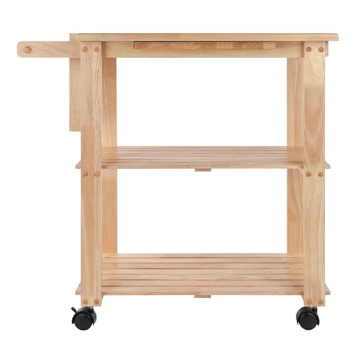 Carrito de cocina con ruedas e isla de servicio madera natural 6