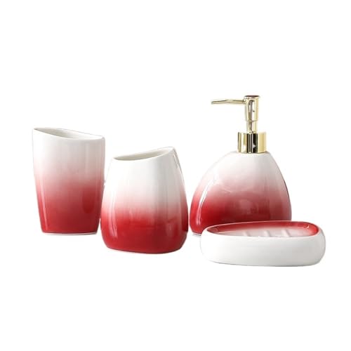 Dispensador de jabón líquido Juego de 4 artículos tocador for baño. Incluye: dispensador jabón y loción, Vasos for Enjuague bucal, Tarro Almacenamiento jabonera
