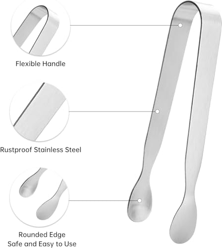 Ice Tongs Sugar Cubes Tongs - 6 Pack Stainless Steel Mini Serving Tongs for Appetizers Tea Party Coffee Bar (6 PCS)