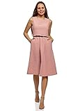 vestido midi mango Longitud: Midi oodji Ultra Mujer Vestido con Cinturón sin Mangas Estampado, Rosa, ES 36 / XS