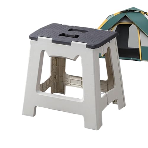 Taburete plegable – Taburete plegable portátil, asiento de escalera antideslizante, escalón de plástico resistente con asa, plataforma de ahorro de espacio para el hogar, aula, garaje, jardín