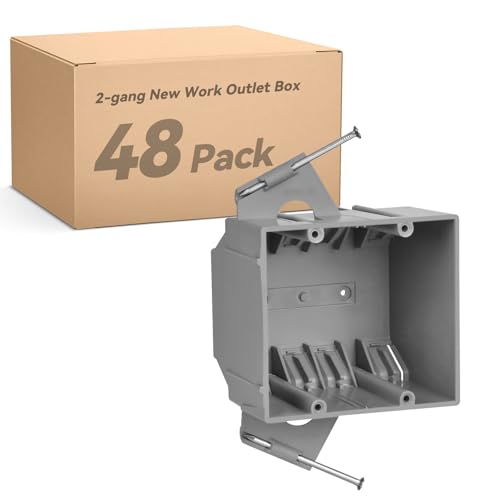 Togalonn 2-Gang PVC New Work Outlet Box, Electrical Outlet Box for New Construction, 32 Cubic Inch, UL Listed, 48 Pack