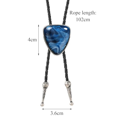 Image of Bolo Tie for Men Women Cowboy Turquoise Celtic Natural Tiger Eye Stone Longhorn Bull Western Leather Bolo Necktie