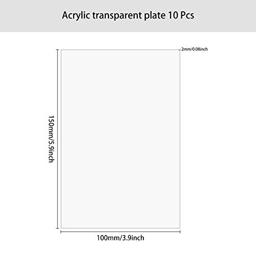 Hileyu Plexiglasplaten; transparante acrylplaten, 10 stuks; 150 x 100 x1,5 mm; vierkante acrylplaten; voor fotolijsten - Image 3