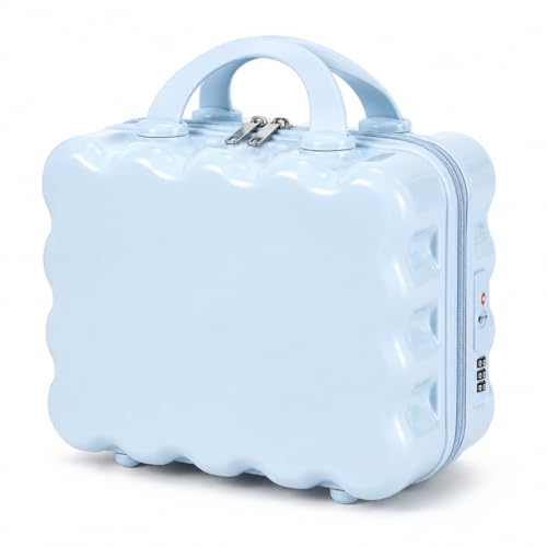 Image of Travel Makeup Case with Lock & Luggage Strap, ABS Hard Shell Cosmetic Vanity Case, Portable Makeup Organizer for Women, Beauty Storage Box for Makeup, Skincare & Toiletries (Pastel Blue, MODEL1)