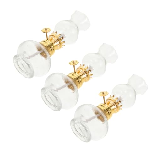 IMIKEYA 3pcs Vintage Oil Lamp Mini Kerosene Lamp Rustic Lantern Indoor Emergency Light Hurricane Lantern for Home Decor