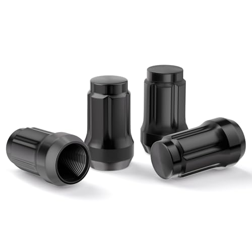 GAsupply 1/2-20 Lug Nuts Black, 1/2 x 20 Closed End 6 Spline Tuner Lug Nuts 1.38" 35mm Tall Conical Seat 60 Degree, 4 Pack with 1 Lug Nut Key