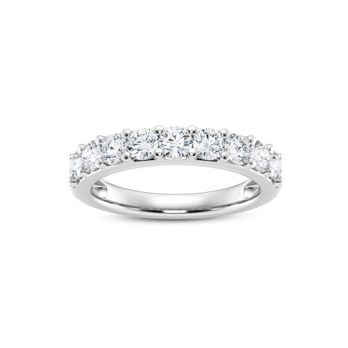0.50-1.00 Carat Lab Grown Diamond Wedding Band Ring for Women - 14K White Gold Half Eternity Anniversary Wedding Bands for Women Jewelry Birthday Gifts for her EF Color VS Clarity