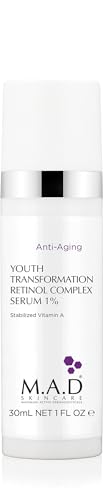 M.A.D Skincare YOUTH TRANSFORMATION RETINOL SERUM 1% - Clarifying Complex for Blemishes & Uneven Tone | Stabilized Vitamin A for Visible Pores & Rough Texture | Gentle Hyaluronic Acid Hydration | 1oz