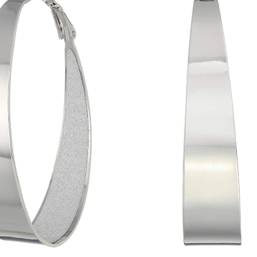 Image of Guess Large Oval Glitter Hoop Earrings