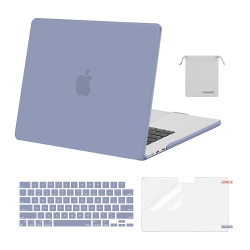 Image of MOSISO Compatible with MacBook Air 15 inch Case M4 M3 M2 2025 2024 2023 | Compatible with A3241 A3114 A2941 with Touch ID, Plastic Hard Shell Case&Keyboard Cover&Screen Protector,Lavender Gray