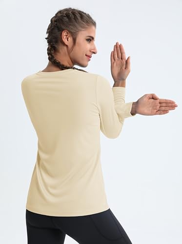 Image of MAGCOMSEN Sun Shirts for Women Long Sleeve SPF Shirt V-Neck UPF 50+ UV Prontection Quick Dry Top for Workout Hiking Swim