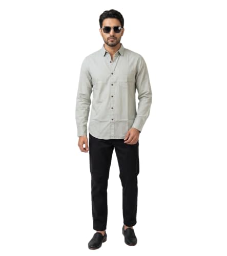 Image of Amazon Brand - INKAST Men Solid Cotton Shirt | Casual Wear | Basic Essential Plain Everyday & Office Wear | Full Sleeve | Regular Fit