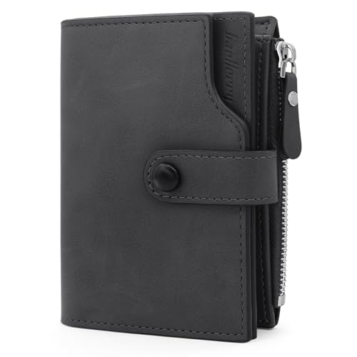 HNOOM Portefeuille Homme RFID Bloquant Porte Monnaie Cuir PU Porte Feuille avec 17 Porte Carte, Portefeuille Vertical pour Hommes avec Porte Monnaie Zippé...