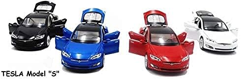 Image of Tesla S 1:32 Model Car with Box, Zinc Alloy Pull Back Toy car with Sound and Light for Kids Boy Girl Gift [Colors as Per Stock]