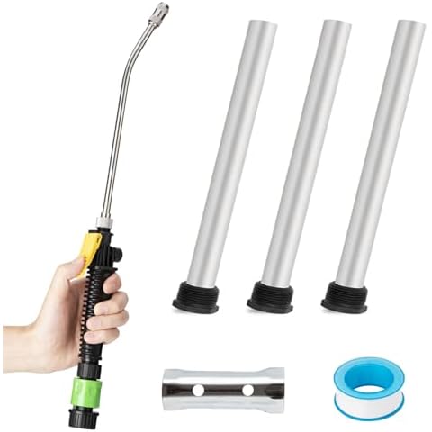 6Pack RV Water Heater Anode Rod and Flush Wand,9.25"L x 3/4" NPT Aluminum RV Hot Water Heater Anode Rod,With Hex Wrench Socket Removal Tool,Compatible with Suburban and Mor-Flo Water Heater Tanks Cover