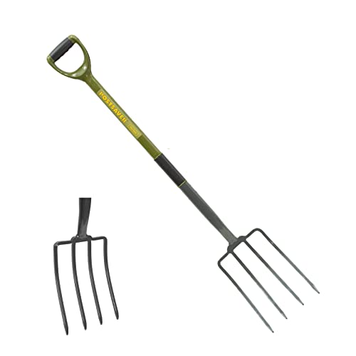 POSTSAVER Garden Fork - Solid Forged, Carbon Steel Head, PVC Coated Handle, Re-Enforced Shaft