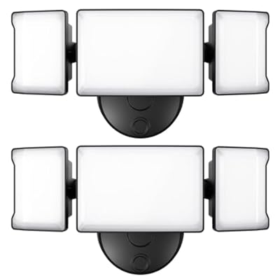 Olafus 60W Flood Lights Outdoor 2 Pack, Switch Controlled LED Security Lights 6000LM, 6500K Outside Floodlight, IP65 Waterproof Exterior Light Fixture for House, Yard, Garage, Wall/Eave Mount Black