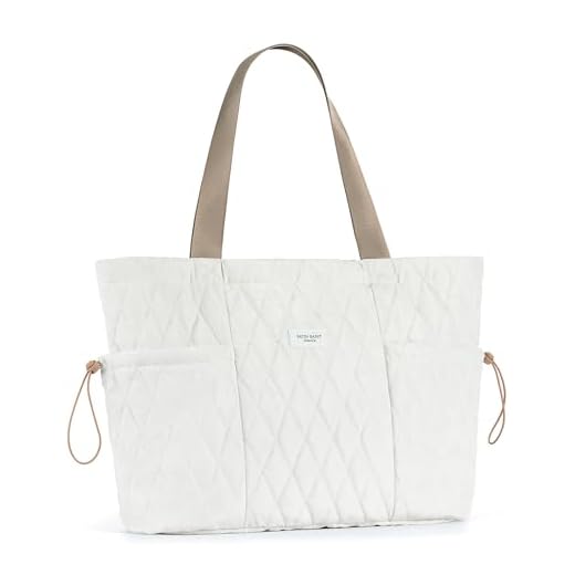 Sacola feminina SATIN SAINT com bolsos laterais, bolsa de ombro casual de 16L com ajuste lateral, bolsa de viagem leve acolchoada para faculdade, escritório, trabalho, academia e mercearia, branco