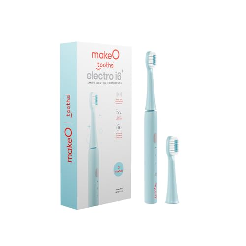 Image of Toothsi Electro i6 Smart Electric Toothbrush | Aquatic Blue | 3 Cleaning Modes | IPX7 Waterproof & 5X plaque reduction | Sonic Technology, Dupont Soft Bristles, & Smart Timer | Rechargeable