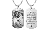 Generico Collana Militare Personalizzata con Ritratto e Testo Incisi – Targhetta Uomo Donna in Acciaio Inossidabile – Idea Regalo Commemorativa o per Coppia