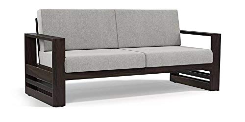 Image of Urban Ladder Parsons Wooden Sofa 3 Seater - American Walnut Finish (Colour : Vapour Grey)