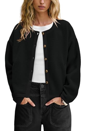 Image of Yanekop Womens Sherpa Jacket Button Down Fleece Winter Coat Fuzzy Jackets Chunky Cardigan Sweaters Open Knit Sweater