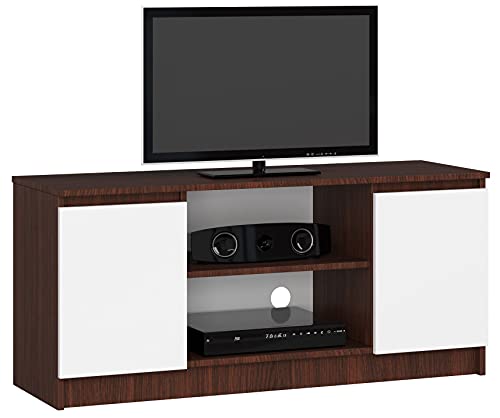 AKORD Mueble de TV Wenge 120 cm 2 Puertas Frente en Color Blanco 2 estantes 120x40x55 cm