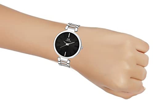 Image of IIK COLLECTION Watch for Women Round Studded Dial |Day and Date Quartz Movemnet |Long Battery Life|Stainless Steel Bracelet Chain Strap|Double Lock Clasp Safety Watches for Girls