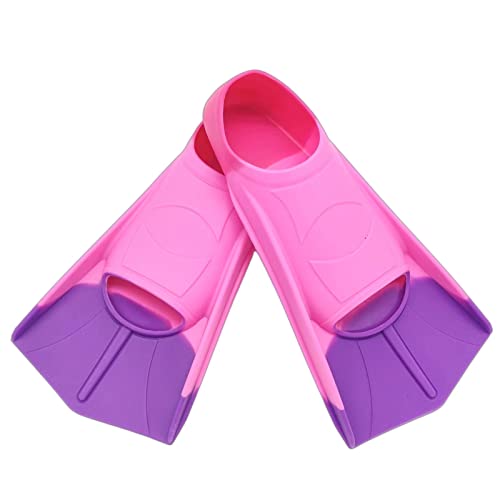 Fadgesy Swimming Training Fins,Comfortable Silicone Flippers For Swimming And Diving,Size Suitable Kids Girls Boys Adults (Small, Purple/Pink/Red) #TOP4