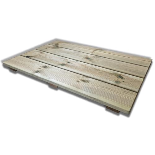 Plataforma de ducha antideslizante de madera 120 x 60 cm, de pino impregnado, grosor 5 cm, fabricada en Italia