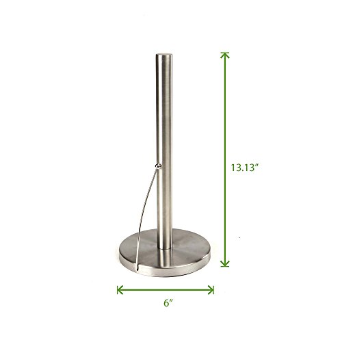 Mind Reader Standing Paper Towel Holder, Counter Top Easy Tear Kitchen Paper Towel Dispenser With Weighted Base, Silver #TOP2