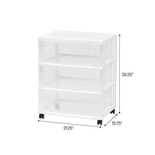 Iris Usa Plastic 3 Drawer Wide Storage Drawer Cart With 4 Caster Wheels For Home, Closet, Bedroom, Bathroom, Office, Laundry, Kitchen, Craft Room, Nursery And School Dorm, White, Set Of 1 #TOP2