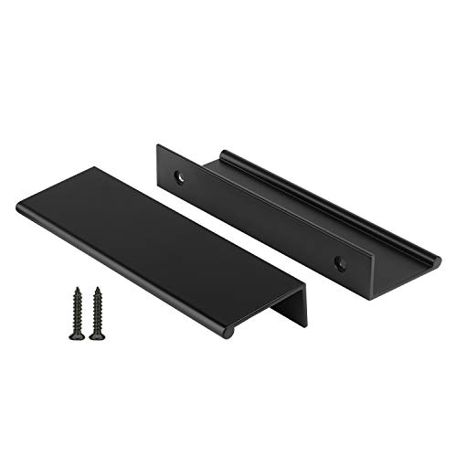 Image of Peaha 10 Pack Kitchen Cabinet Handles 3-3 /4 inch Black Drawer Pulls Edge Pulls