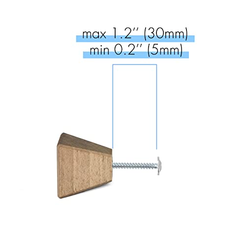 6 Pack Walnut Wood Cabinet Knobs Finished - 1X1 Inches Diamond Shape - Wooden Drawer Pulls, Handles For Cabinets Doors, Dresser And Drawers Knob, Kitchen Cabinet Door Handle, Cabinet Hardware #TOP6