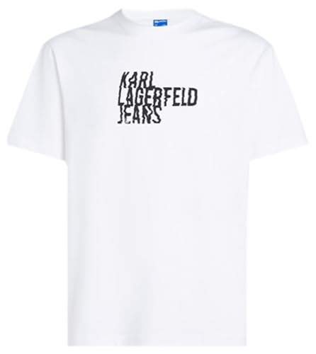 KARL LAGERFELD JEANS, Men's, Regular Short Sleeve Stacked Logo Tee, Regular Fit, White, L