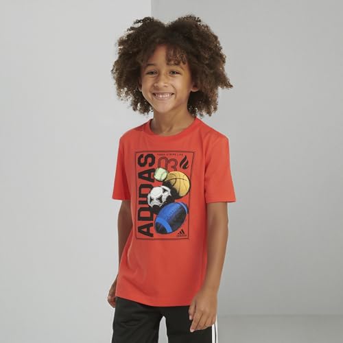 Image of Adidas Boys Short Sleeve T-Shirt Sports Graphic Tee Shirt
