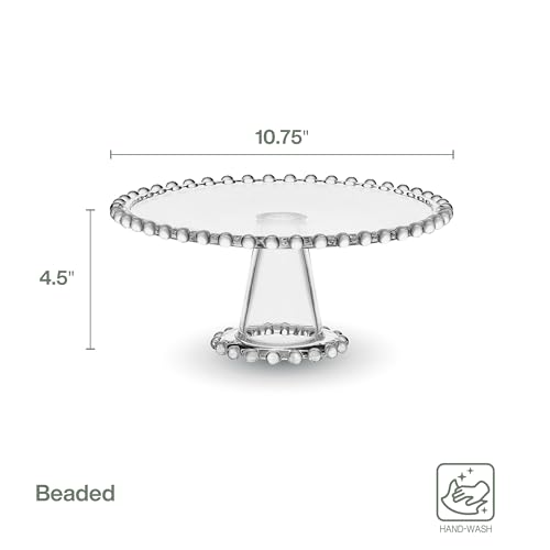 Fitz and Floyd Beaded Glass Footed Cake Stand Serving Platter, 10.75 Inch - Image 4