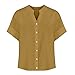 2025 Summer Linen Tops for Women Roll Up Short Sleeve Tshirts Workout Button Down Plus Size Cotton Linen Shirts Comfy Solid Tees