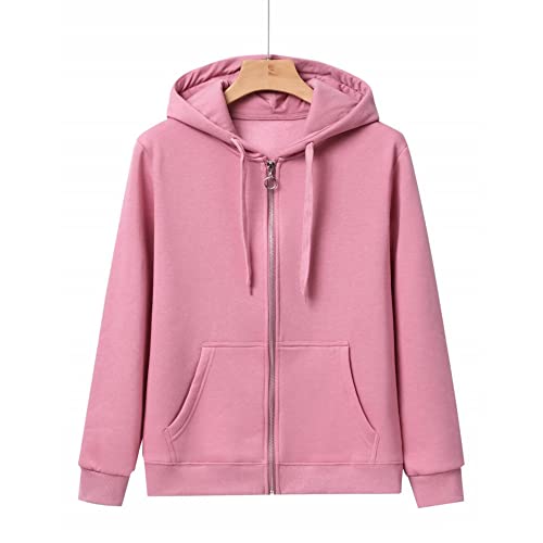 Liking Damen Kapuzenpullover Hoodie Sweatshirt-Jacke mit Kapuzen und Zip Rosa 6451PI XL Cover