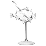 KICHOUSE Copas de Cóctel de Vidrio Transparente Forma de Pez, Vaso de Bar Tallo Alto para Fiestas y Decoración del Hogar, Copa Cáliz Creativa para Whisky y Vino, Set Único para Reuniones