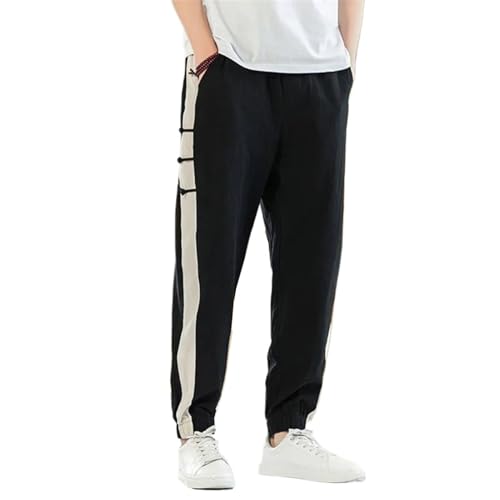 Pantalon sarouel homme en coton et lin patchwork ample décontracté WOLONG