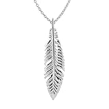 Hawaiian Silver Jewelry Dainty Feather Pendant Necklace - 18-Inch Sterling Silver Feather Necklace - 925 Sterling Silver