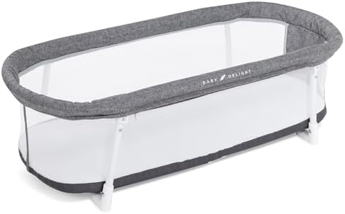 Baby Delight Snuggle Nest Bassinet, Portable Baby Bed, for Infants 0 – 5 Months, Charcoal Tweed