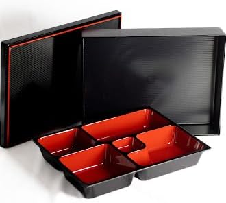 Sushi Sushi Black and Red Bento Box with 5 Section Inner 272x212x65mm
