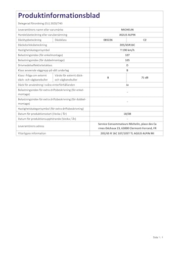 MICHELIN Agilis Alpin - 205/65R16 - Winterreifen, Schwarz, 205/65R16C 107/105T - M+S/3PMSF