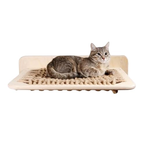 猫ベッド壁掛けハンモックジャンププラットフォーム木製家具スクラッチャー大型猫と子猫用サイザル麻ロープ猫ベッド