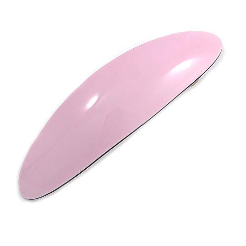 Pasador ovalado de acrílico rosa pastel de 95 mm con base en tono plateado