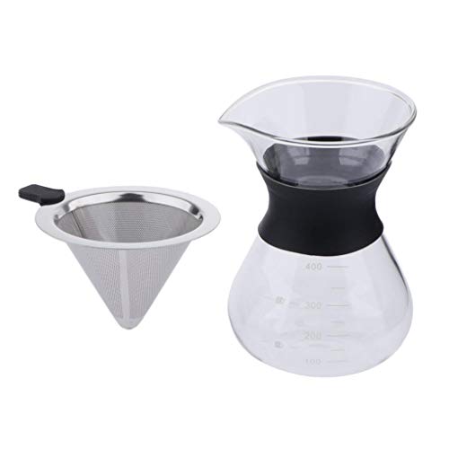 Misppro Pour Over Kaffeemaschine mit Glas-Karaffe
