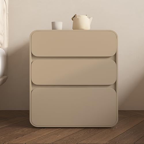 Table de chevet moderne en cuir blanc avec 3 tiroirs et rangement en bois